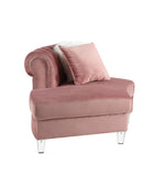 Ninagold Sectional Sofa w/7 Pillows, Pink Velvet