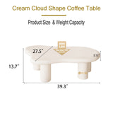 40 Inch Cream Cloud Shaped Coffee Table for Living Room