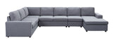 Hayden 146.5" Light Gray Linen 7 Seat Reversible Modular Sectional Sofa Chaise