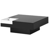 ON-TREND Modern Minimalist Design 31.5*31.5in Square Coffee Table with Detachable Tray and Plug-in 16-color LED Strip Lights Remote Control for Living Room (OLD SKU: WF291303AAB )