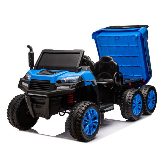 24V 2-Seater UTV-XXL Ride On Truck with Dump Bed for kid,Ride On 4WD UTV with 6 Wheels,Foam Tires, Suitable for Off-Roading,remote control,Three-Point Safety Harness