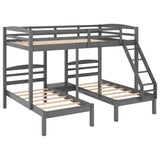 Full over Twin & Twin Bunk Bed,Triple Bunk Bed, Gray