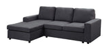 Aurelle 94.5" Sofa with Reversible Chaise in Dark Gray Linen