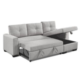 91' Light Grey Pull-Out Sleeper Bed Reversible Sleeper Sectional