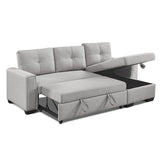 91" Light Grey Reversible Sleeper Sectional with Storage Chaise