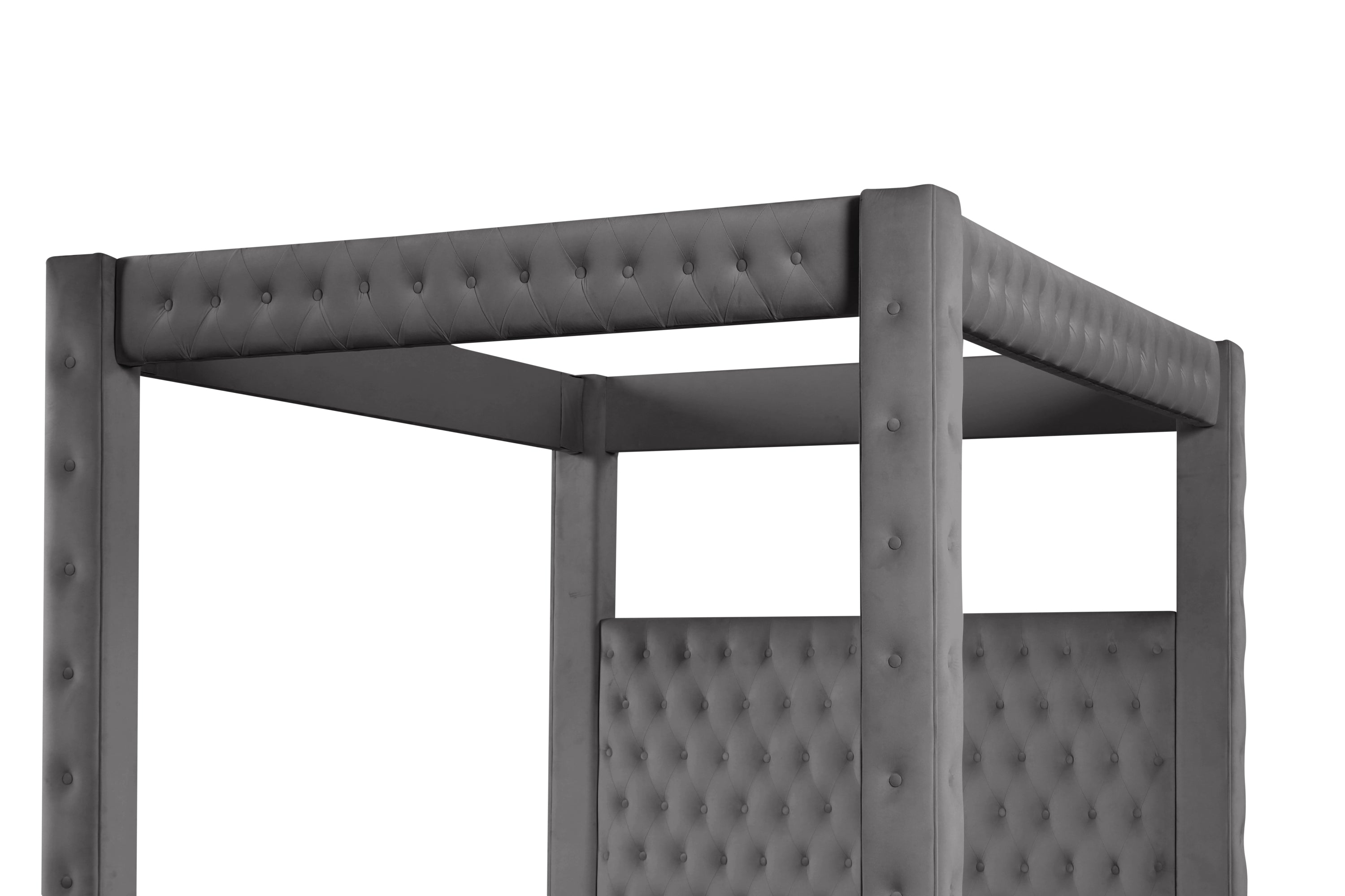 Monica luxurious Four-Poster Queen 4 Pc Bedroom Set Made with Wood in Gray