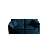 Modern Fabric Loveseat Sofa Couch for Living Room, Upholstered Large Size Deep Seat 2-Seat Sofa with 4 Pillows ,Blue Chenille