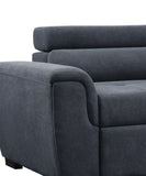 Haris 97" Dark Gray Fabric Sleeper Sofa Sectional with Adjustable Headrest and Storage Ottoman