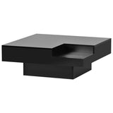 ON-TREND Modern Minimalist Design 31.5*31.5in Square Coffee Table with Detachable Tray and Plug-in 16-color LED Strip Lights Remote Control for Living Room (OLD SKU: WF291303AAB )