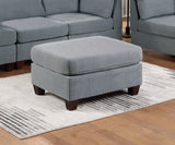 Grey Linen Fabric Modular Sofa Set 6pc Set