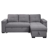 Jacop Sleeper Sectional Sofa w/Storage, Dark Gray Fabric