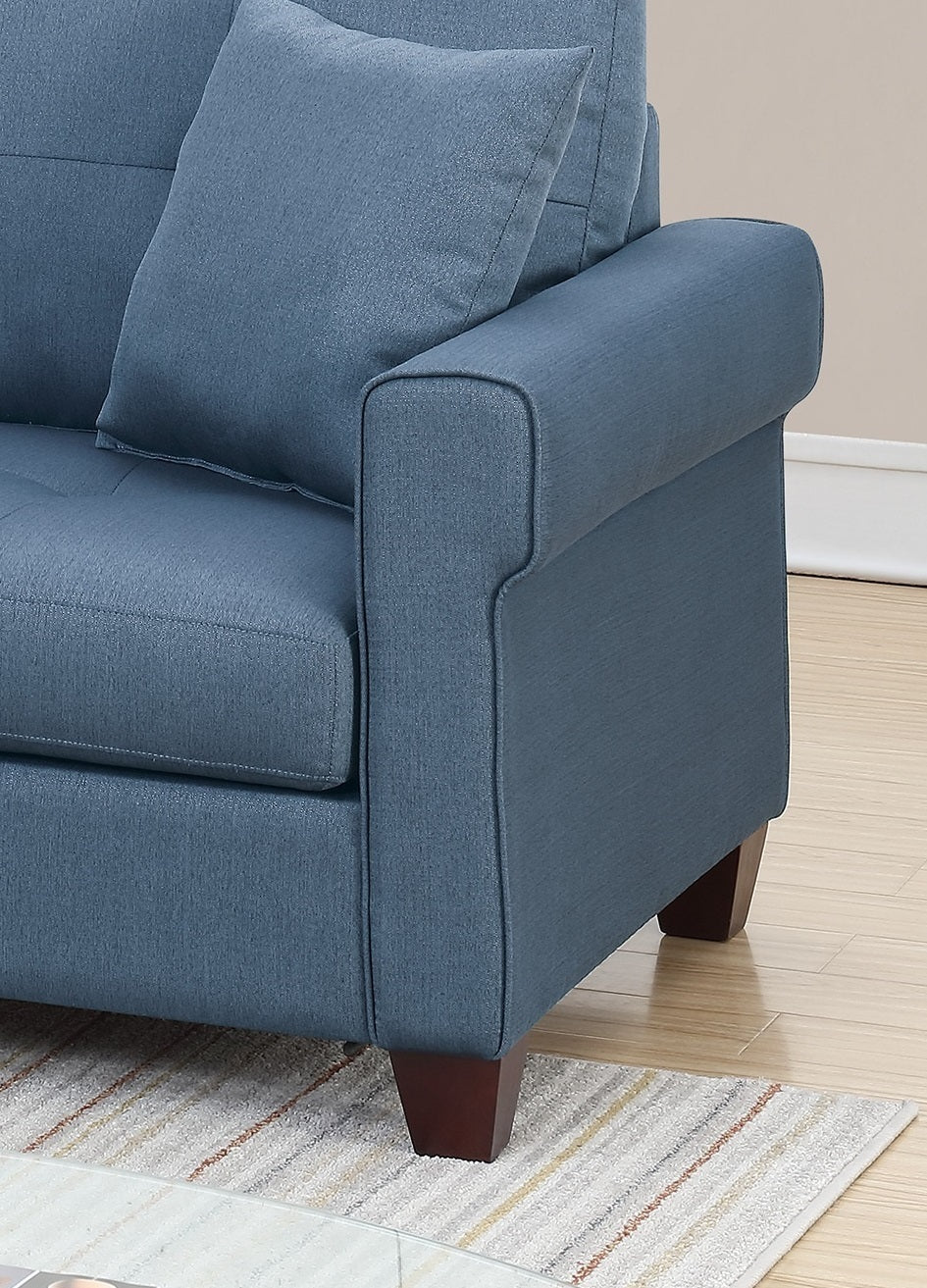 Glossy Blue Reversible Sectional Chaise