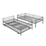 Twin-Over-Twin Metal Bunk Bed With Trundle,Can be Divided into two beds,No Box Spring needed ,White ( old sku: MF194806AAN )