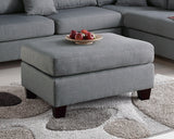 Grey Color 3pcs Sectional Living Room Furniture Reversible Chaise Sofa And Ottoman Polyfiber Linen Like Fabric Cushion Couch