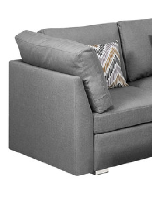Amira Gray Fabric Reversible Sectional Sofa with Ottoman and Pillows