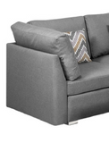 Amira 95.3" Gray Fabric Reversible Sectional Sofa with Ottoman and Pillows