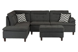 Charcoal Linen Like Fabric Cushion Sectional w Ottoman