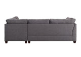 Laurissa Sectional Sofa & Ottoman (2 Pillows), Light Charcoal Linen