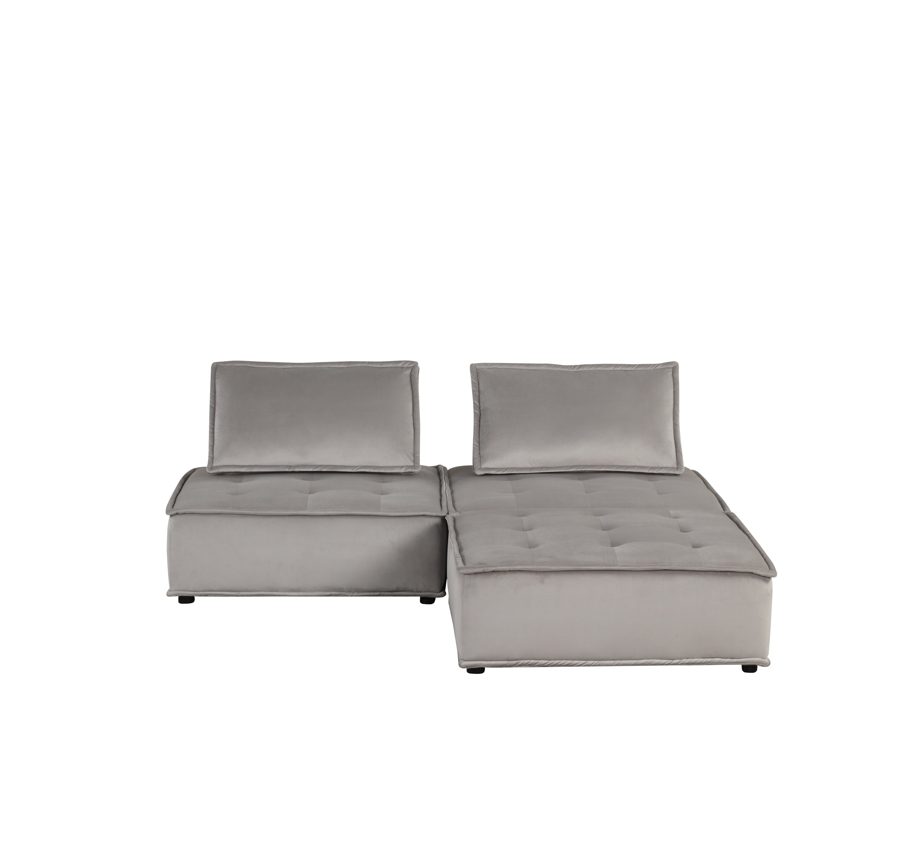 Anna Light Gray Velvet 3 Pc Sectional Sofa Ottoman