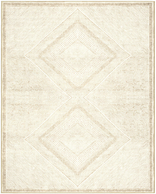 Benzara Beige and White Viscose Area Rug 8x10