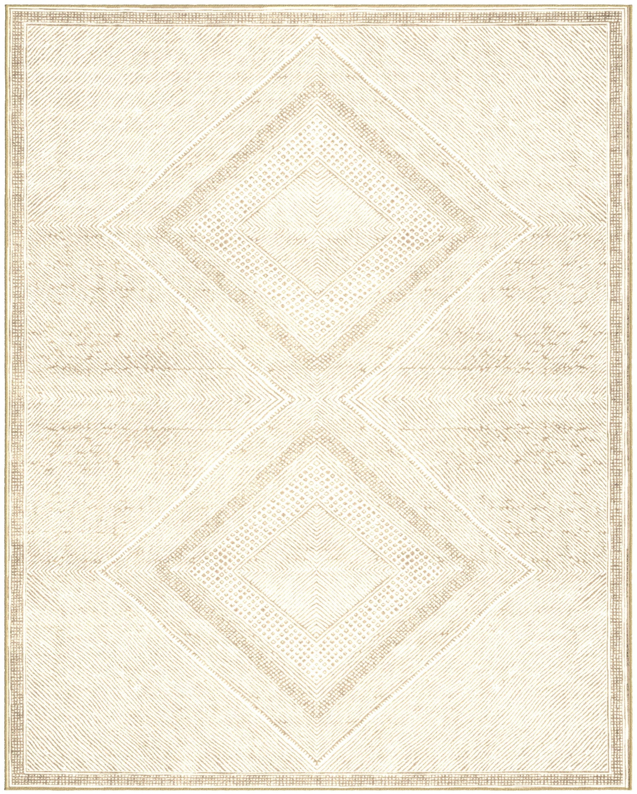 Benzara Beige and White Viscose Area Rug 5x8