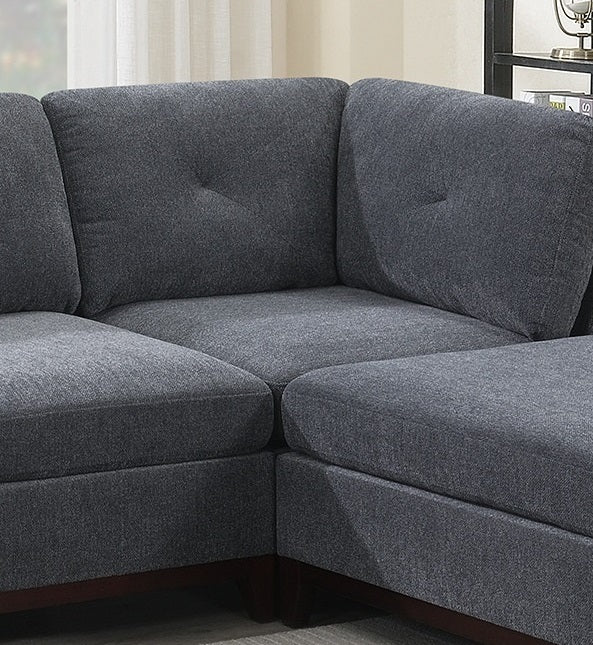 Ash Grey Chenille Fabric Modular Sectional 6pc Set