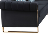 Maddie Black Velvet 7-Seater Sectional Sofa with Reversible Chaise and Storage Ottoman