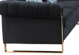 Maddie Black Velvet 5-Seater Sectional Sofa with Storage Ottoman