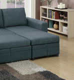 Blue Grey Reversible Chaise Storage Sofa Pull Out bed Couch