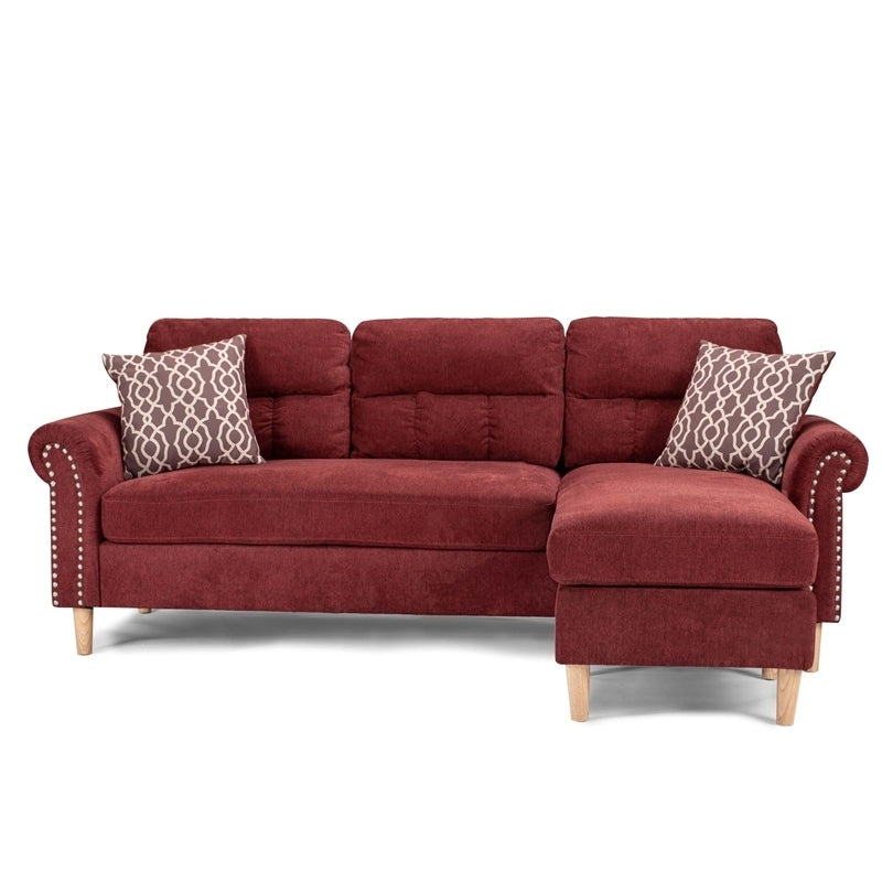 Paprika Red Color Polyfiber Reversible Sectional