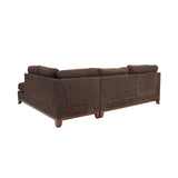 Chenille Reversible Sectional Sofa with Ottoamn in Dark Coffee