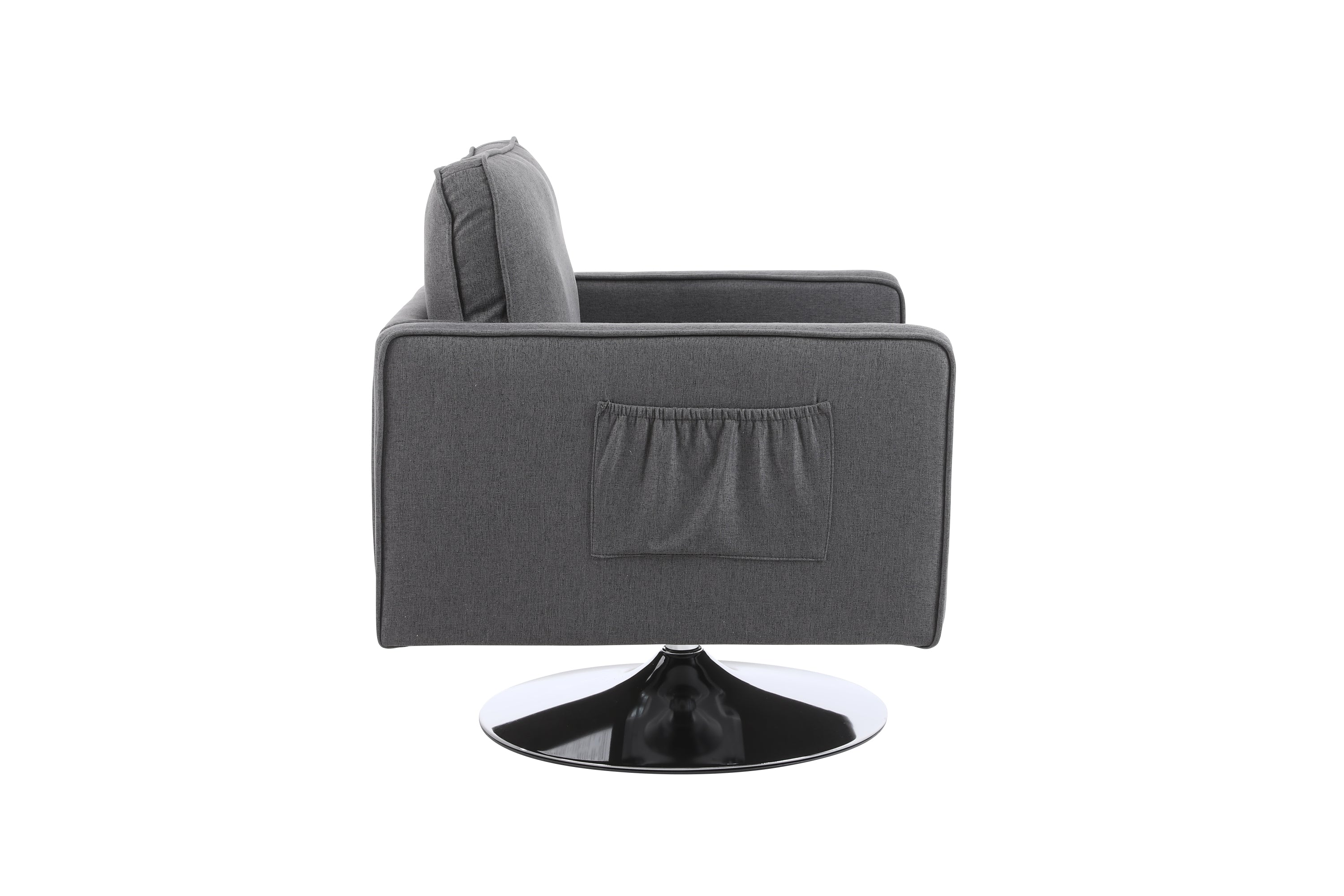 Modern Linen Swivel Accent Chair ,Comfy Armchair with 360 Degree Swiveling for Living Room, Bedroom, Reading Room, Home Office (Dark Grey)