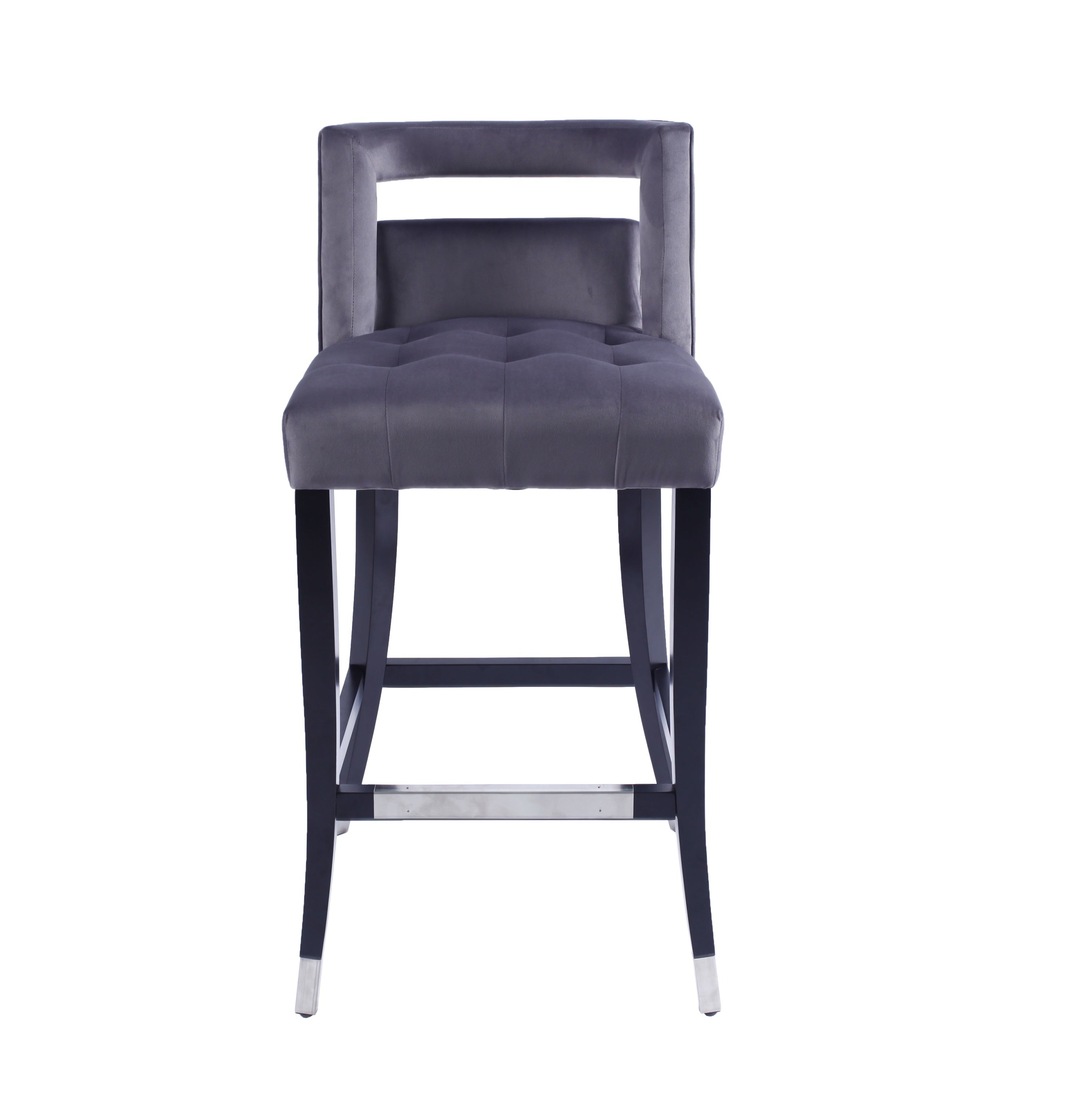 2 pcs Set 30 inch Velvet Barstool with nailheads