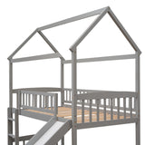 Twin Loft Bed with Slide, House Bed with Slide,White(OLD SKU :LT000212AAE)