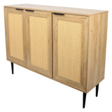 47.24 '' Wide Elegant Kitchen Buffet Storage  Cabinet with 3 Rattan Doors for Bedroom Living Room Kitchen Cupboard Wooden Furniture with 3-Tier Shelving ,Natural Color