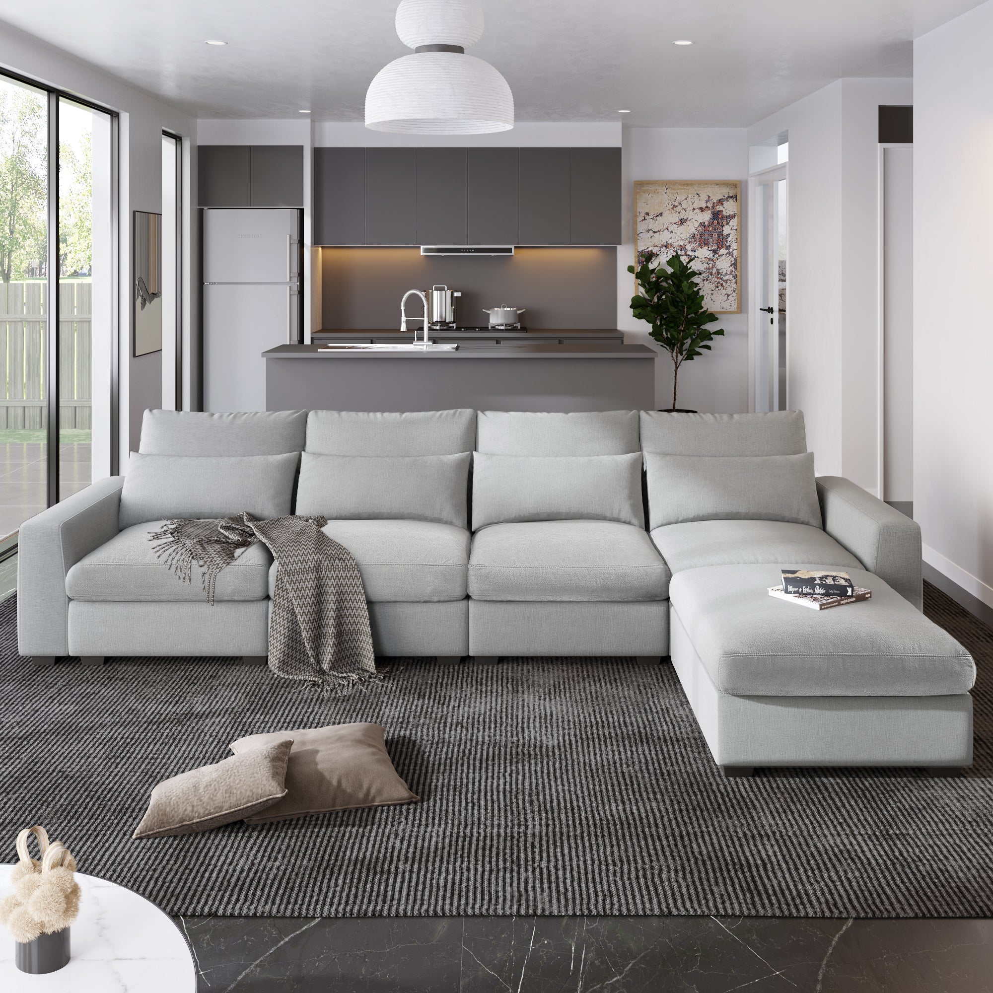 Modular Modern Feather Filled Sectional Sofa