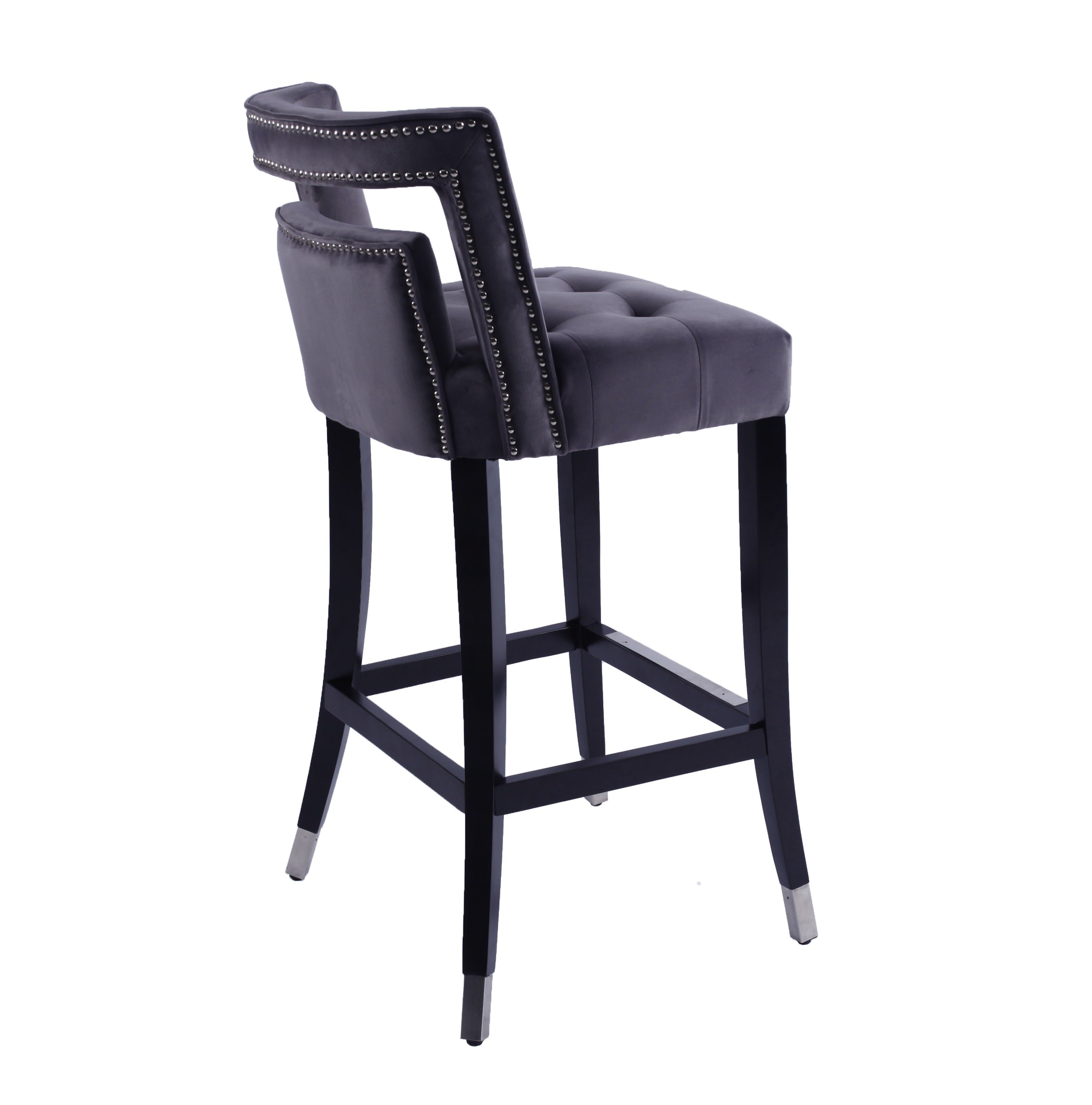 2 pcs Set 30 inch Velvet Barstool with nailheads