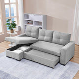 91' Light Grey Pull-Out Sleeper Bed Reversible Sleeper Sectional