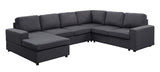 Dakota Sectional Sofa with Reversible Chaise in Dark Gray Linen