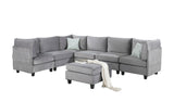 Simona Gray Velvet 7Pc Modular Sectional Sofa