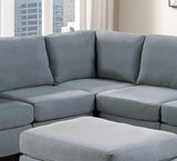 Grey Linen Like Fabric Modular Sectional 6pc Set