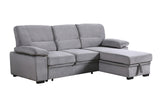 Kipling Gray Velvet Fabric Reversible Sleeper Sectional Sofa Chaise