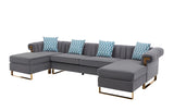 Maddie Gray Velvet 5-Seater Double Chaise Sectional Sofa