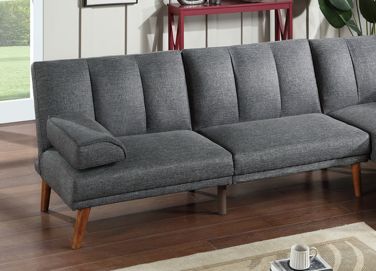Blue Grey 2pc Sectional Adjustable Sofa Chaise