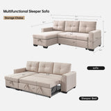 Beige 91.7" Convertible Reversible Sleeper Sectional