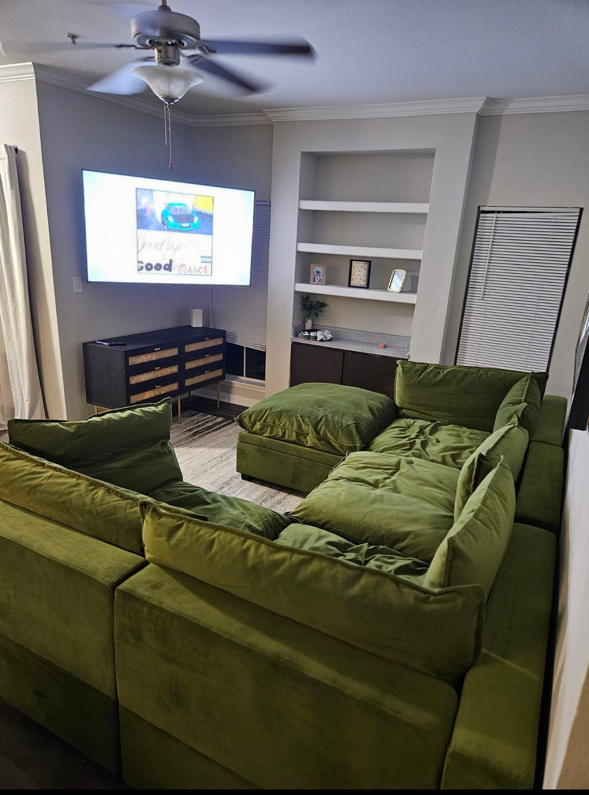 KOVA OLIVE VELVET CLOUD MODULAR SECTIONAL