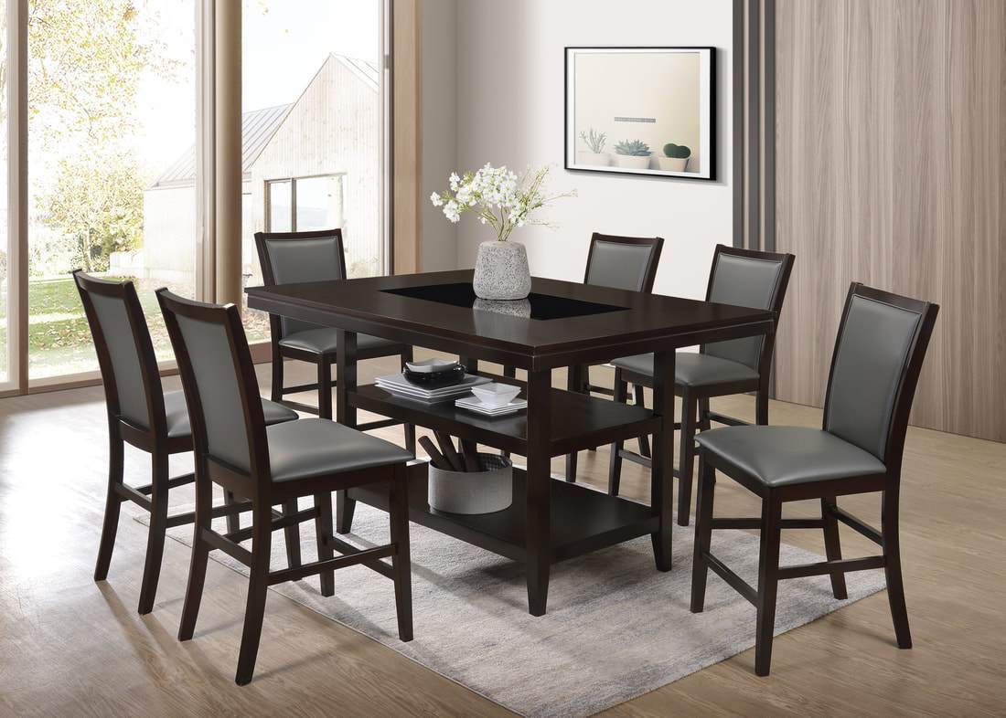 7 PC CONDOR COUNTER HEIGHT DINING SET IN BLACK BY HH AVAILABLE IN HOUSTON, DALLAS, SAN ANTONIO, & AUSTIN  SKU Condor