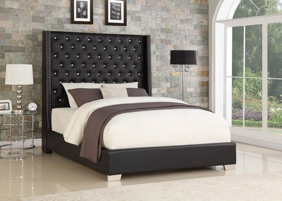 DIAMOND SKYE 6FT TALL BED IN BLACK BONDED LEATHER BY HH AVAILABLE IN HOUSTON, DALLAS, SAN ANTONIO, & AUSTIN  SKU HH324 Diamond