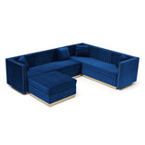 Blue Velvet Contemporary Vertical Channel Sectional