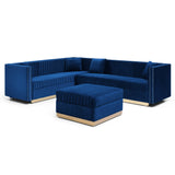 Blue Velvet Contemporary Vertical Channel Sectional